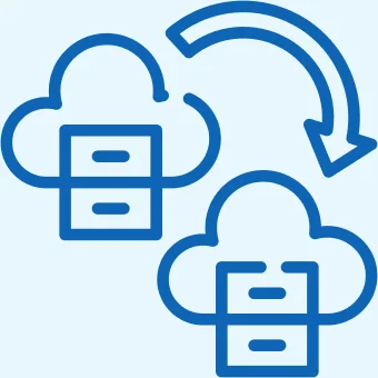 infographic of migration of data from one cloud storage to another cloud storage