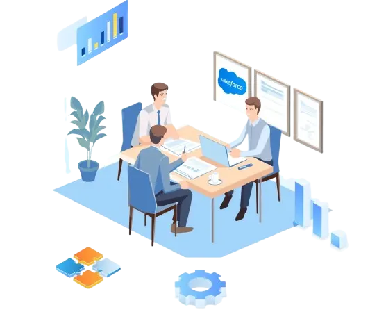 Team collaborating on Zoho CRM dashboards and analytics